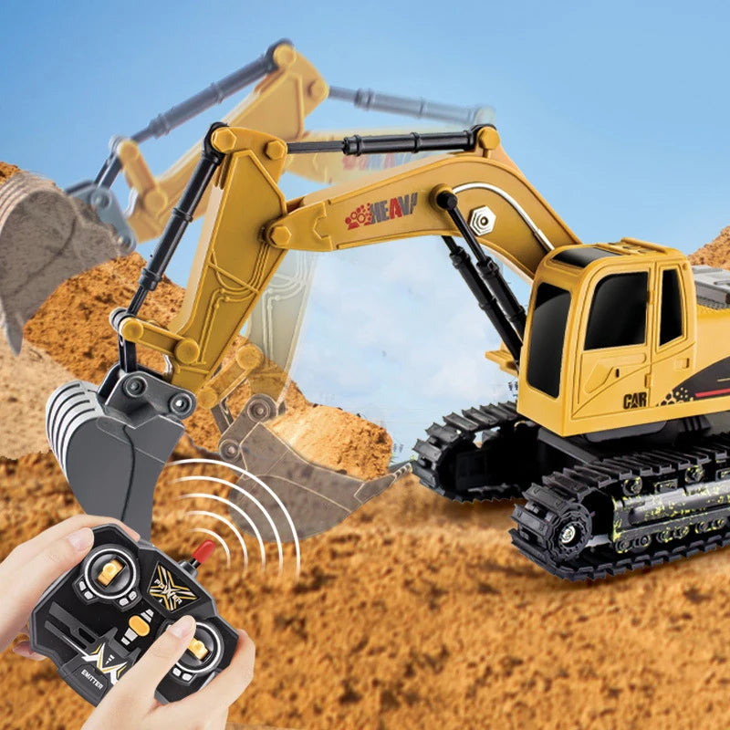 Remote-Controlled Alloy Excavator Toy with Digger and Crane for Kids