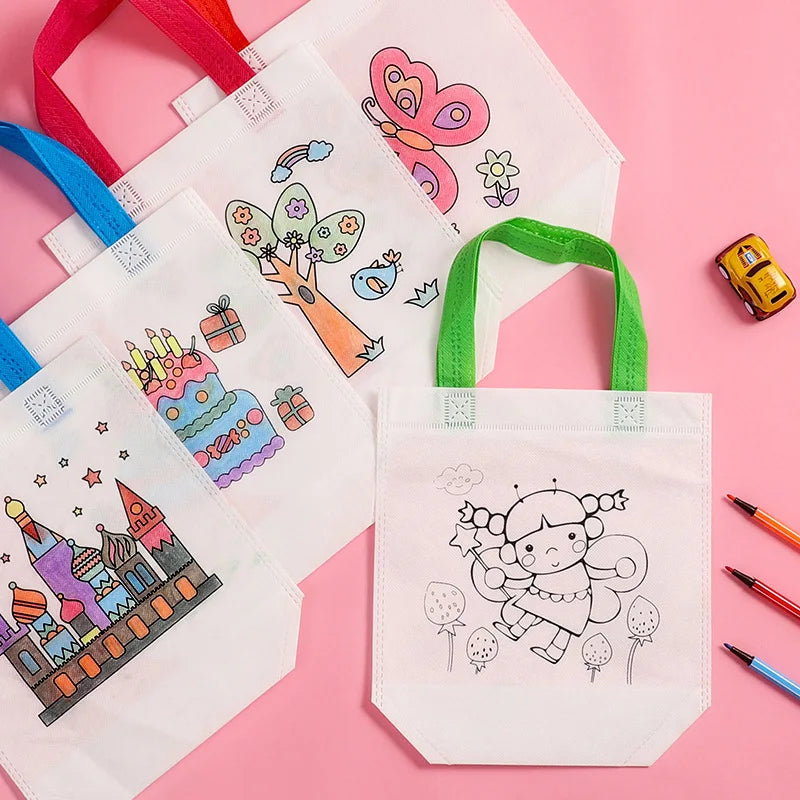 Personalized Graffiti DIY Bag Kit with Markers - Handmade Non-Woven Tote - ToylandEU