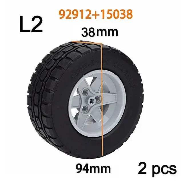 MOC Technical Tire Wheel Cross Hole Set Motorcycle Car Truck Wheels 44309 92402 32019 54120 11957 Construction Building Block - ToylandEU