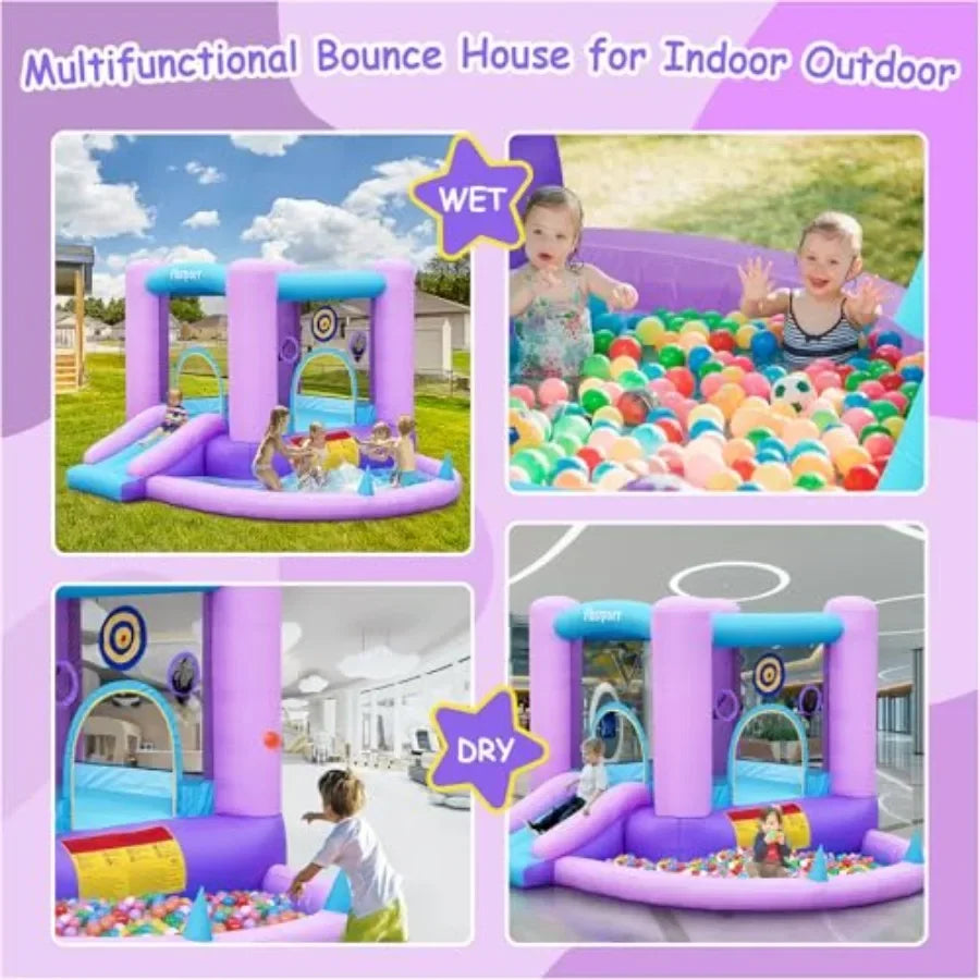 Inflatable Bounce House With Slide And Blower For Indoor Outdoor
