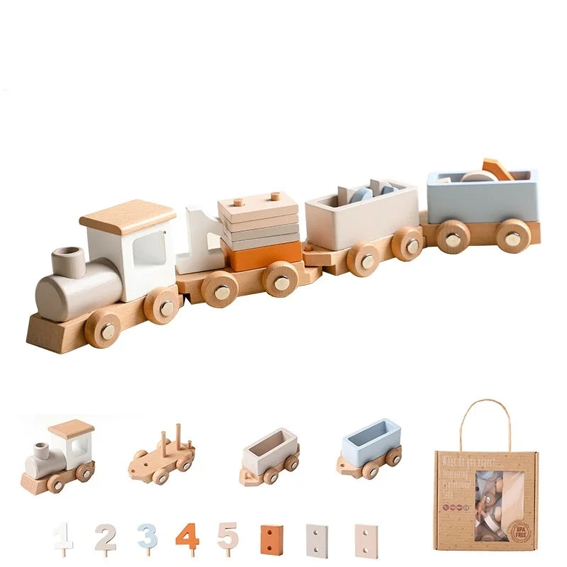 Montessori Wooden Birthday Train Toy - Fun Learning Adventure for Kids