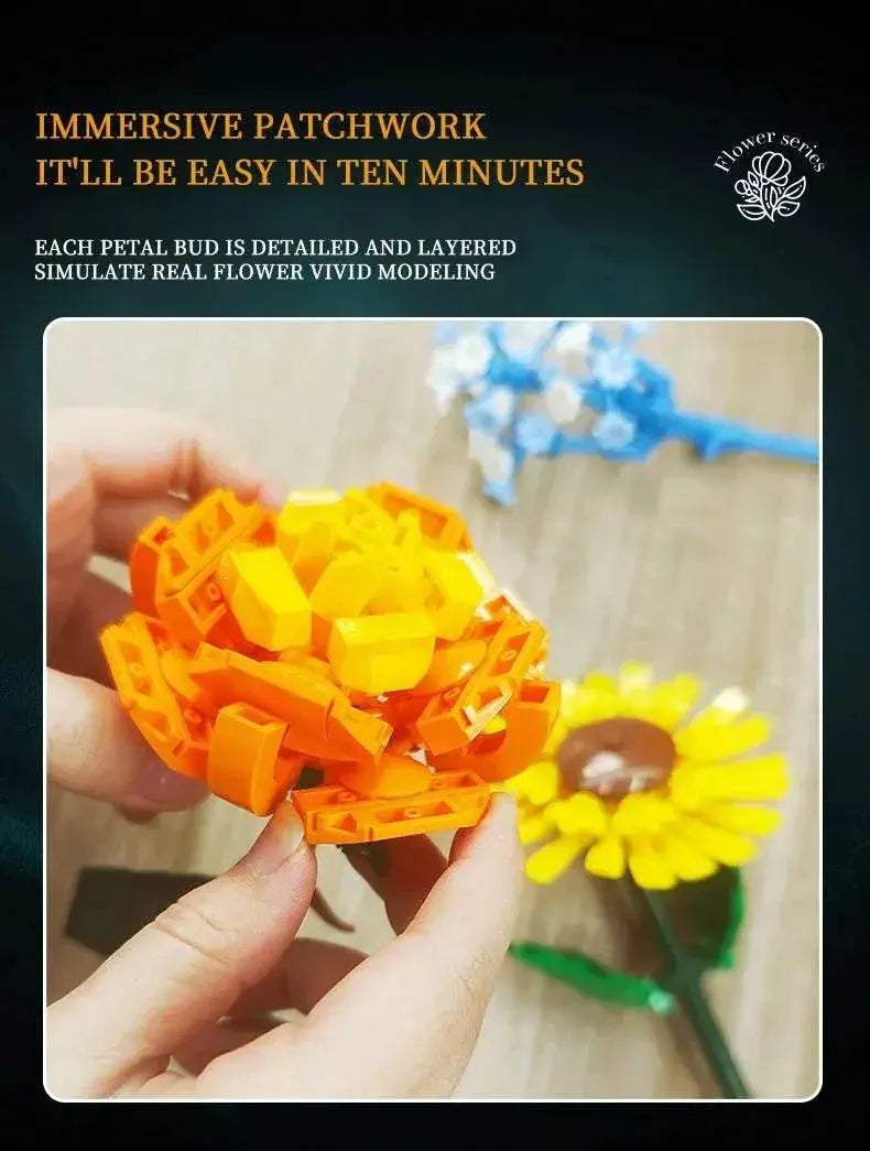 1009PCS Sunflower Building Blocks Flower Bouquet Vase Model - ToylandEU