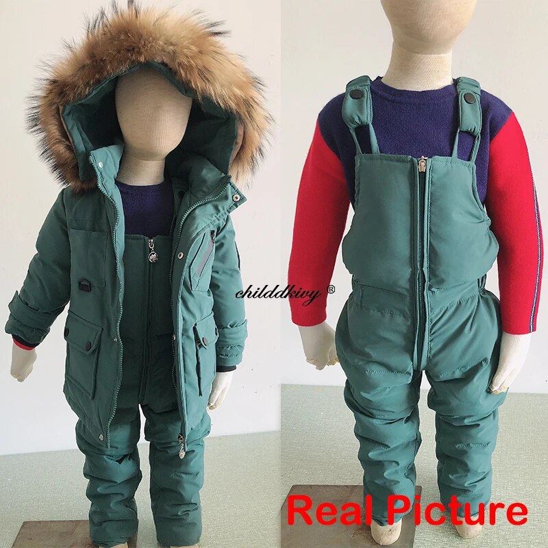Winter Down Jacket and Ski Suit Set for Babies