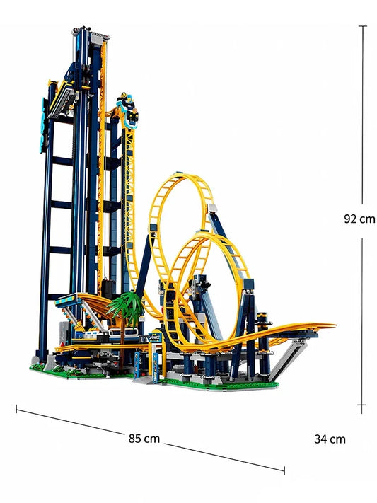 Blue Roller Coaster Building Blocks Set High Difficulty