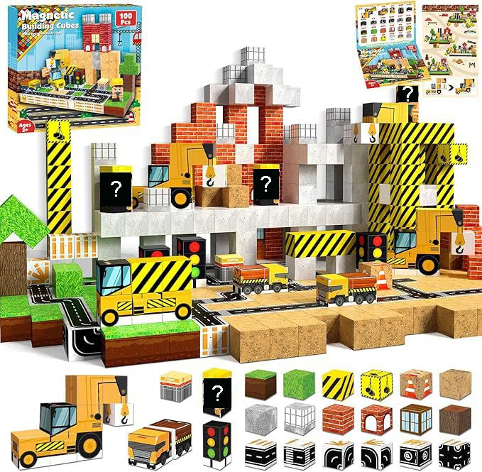 Magnetic Building Blocks | Mine World Cube Set | STEM Toy | Ages 3 Plus
