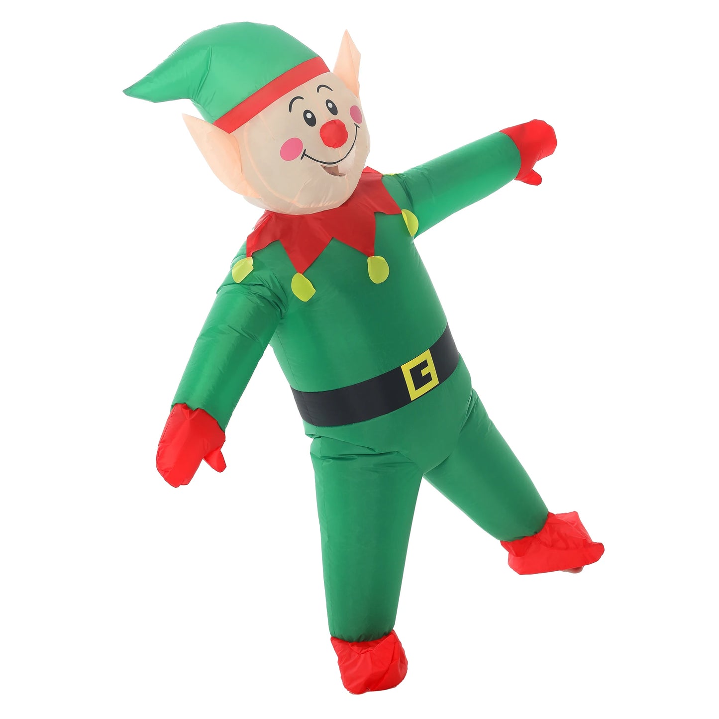 Adult Inflatable Elf Costume | Green Polyester | Battery Operated | Unisex
