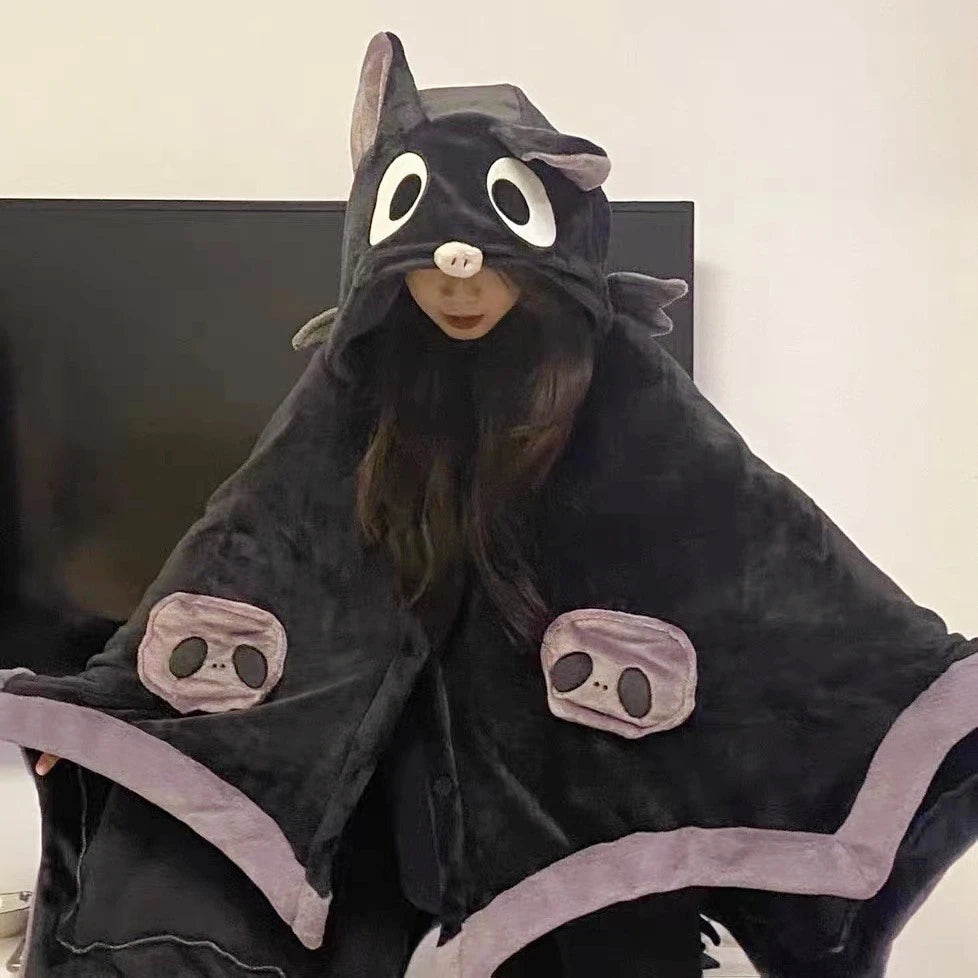 Kawaii Anime Bat Kuromi Y2k Plush Pajamas  Cloak Sleepwear - ToylandEU