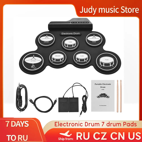 Digital Electronic Drum Compact Size USB Foldable Silicon Drums Set Toyland EU