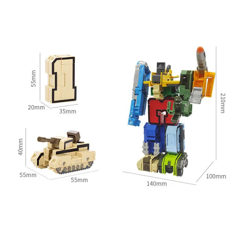 With Box Assemble Number Robots Transformation Blocks Action Figure
