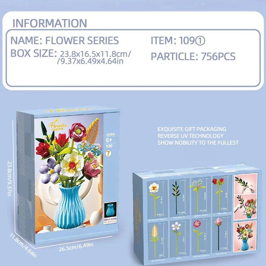 Flower Bouquet Building Blocks Eternal Flower Rose Sunflower Set - ToylandEU