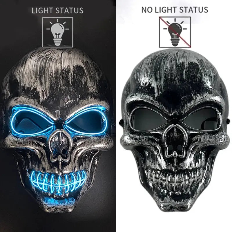 Evil Skull Mask Halloween Carnival Masquerade Haunted House Scary Decoration Cosplay Skeleton Scary Theme Party Light Up Mask - ToylandEU