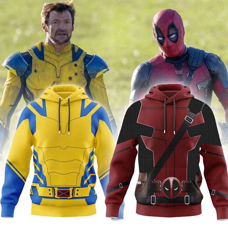 Deadpool and Wolverine 3D Polyester Cosplay Hoodie for Unisex – Thin Autumn Jacket for Halloween Parties