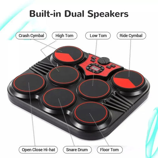 Portable Desktop Electronic Drum Pad With Headphones For Beginners
