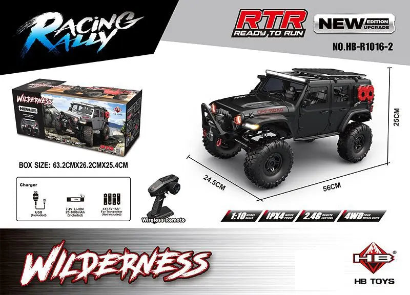 RC 1/10 Scale Remote Control Off-Road Rock Crawler Truck - 4WD RTR Climbing Vehicle with LED Lights and Lithium Battery