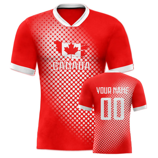 Personalized Canada Soccer Jersey - Customizable Name & Number, Breathable Team Uniform for Men, Women, and Youth Fans