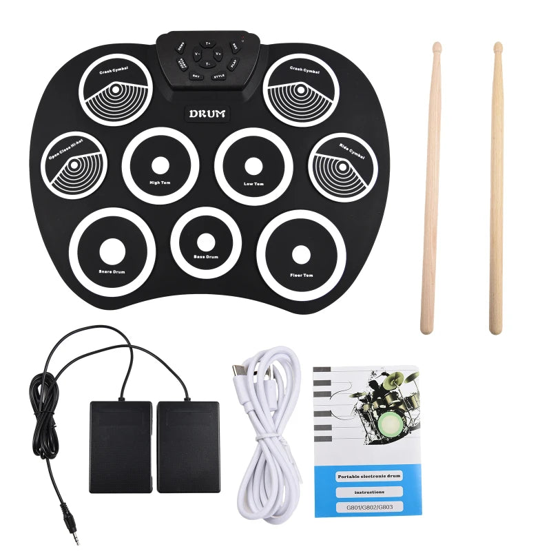 Portable 9 Pad Electronic Drum Set With MIDI Interface