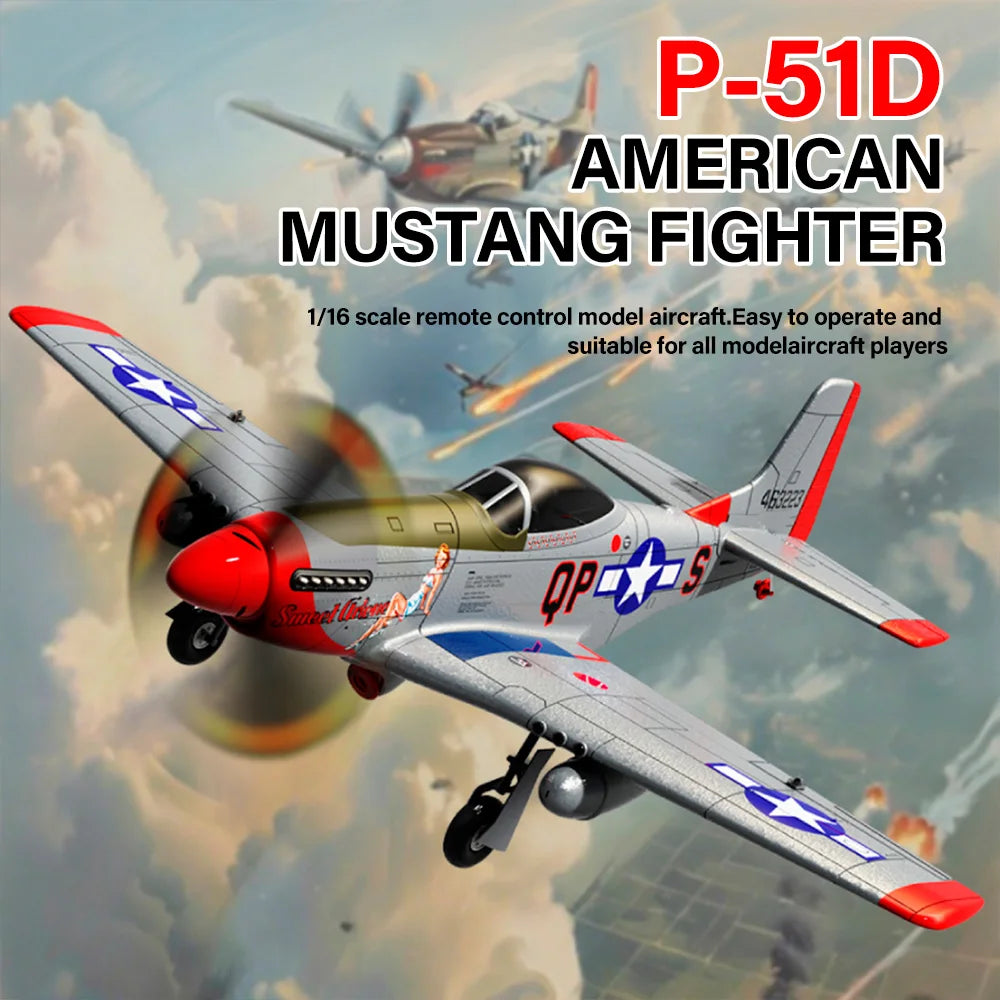 1 10 Channel Brushless RC Plane | HD Camera | 6-Axis Gyro | P51D Model