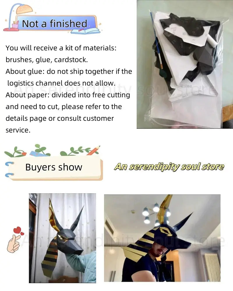 Anubis Mask Paper Model,Low Poly 3D Papercraft Art, Origami Costume Party Cos,Handmade DIY, Adult Craft, Grim Reaper, RTY163 - ToylandEU