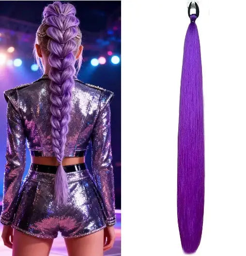 Y2K Kpop Ponytail Extension with Rubber Band Long Straight DIY Synthetic Braided Pony Tail Hairpiece Women Headwears Accessories - ToylandEU