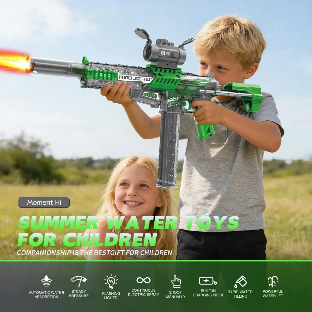 Electric Water Gun | High-Pressure Blaster | LED Light | Beach Water Fight