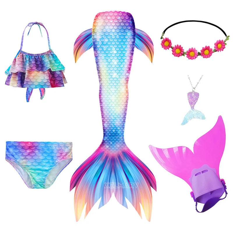 Mermaid Costume For Girls With Tail And Monofin Cosplay Ready