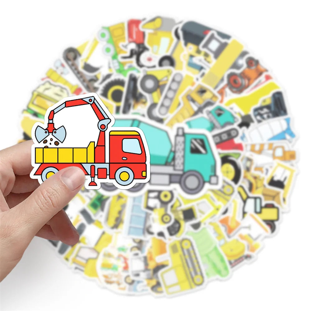 Children's  Engineering Vehicle Sticker Set - Pack of 10/30/50 Pieces - ToylandEU