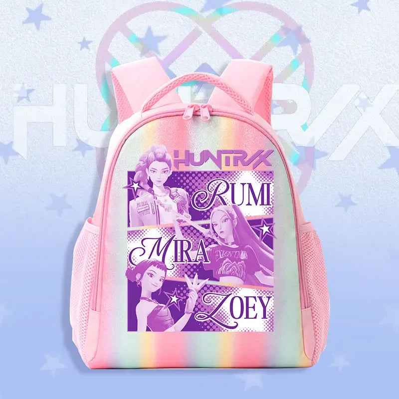 K Pop Demon Hunters Kids Backpack Rainbow Shoulder Bag