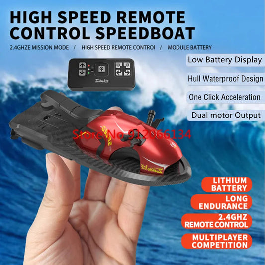 Waterproof Mini Remote Control Motorboat with One-Click Acceleration - ToylandEU