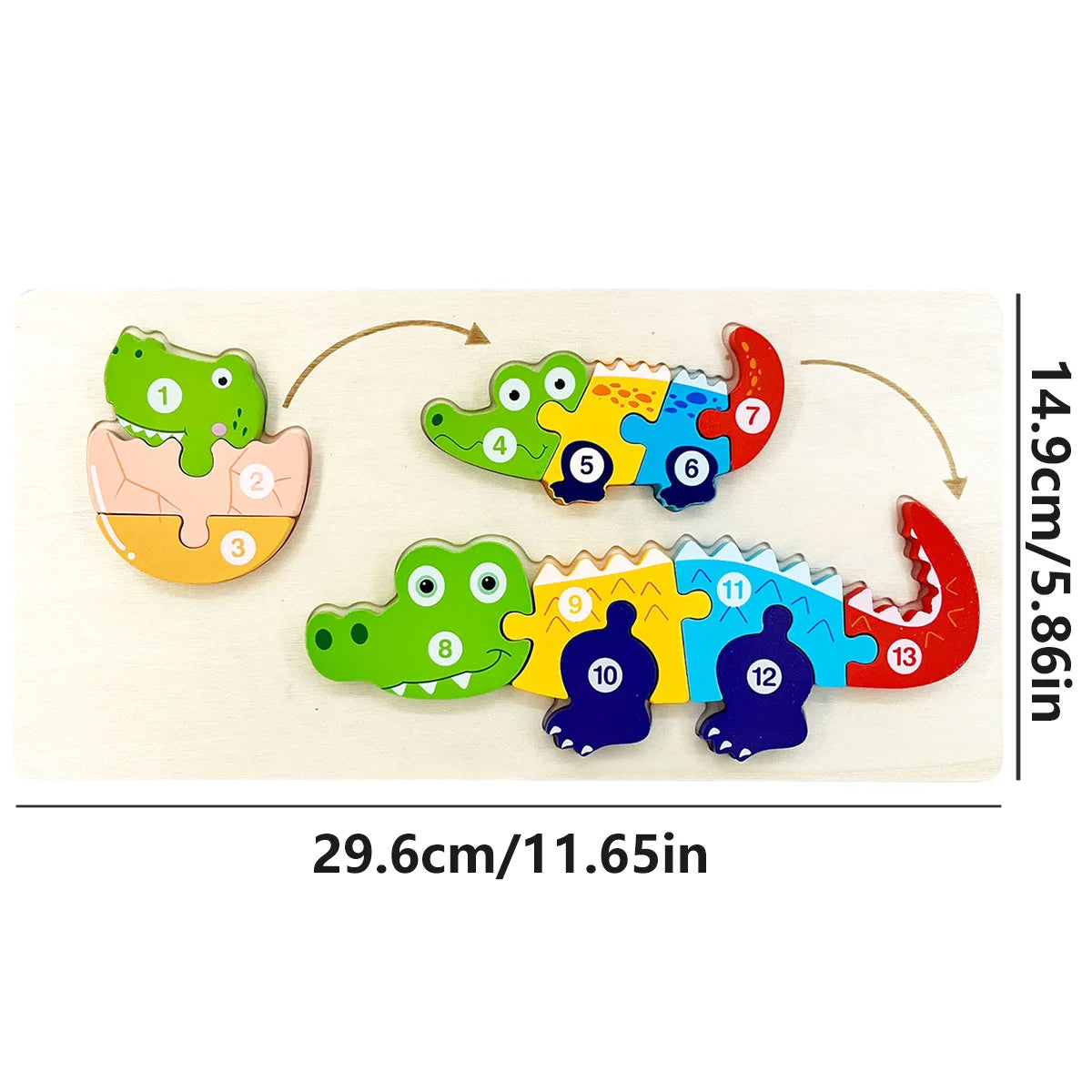 Wooden 3D Puzzle | Dinosaur Theme | Montessori Toy | Ages 3-6