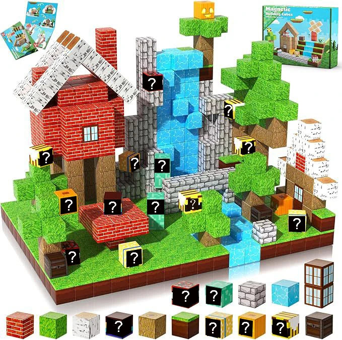 Magnetic Building Blocks | Mine World Cube Set | STEM Toy | Ages 3 Plus