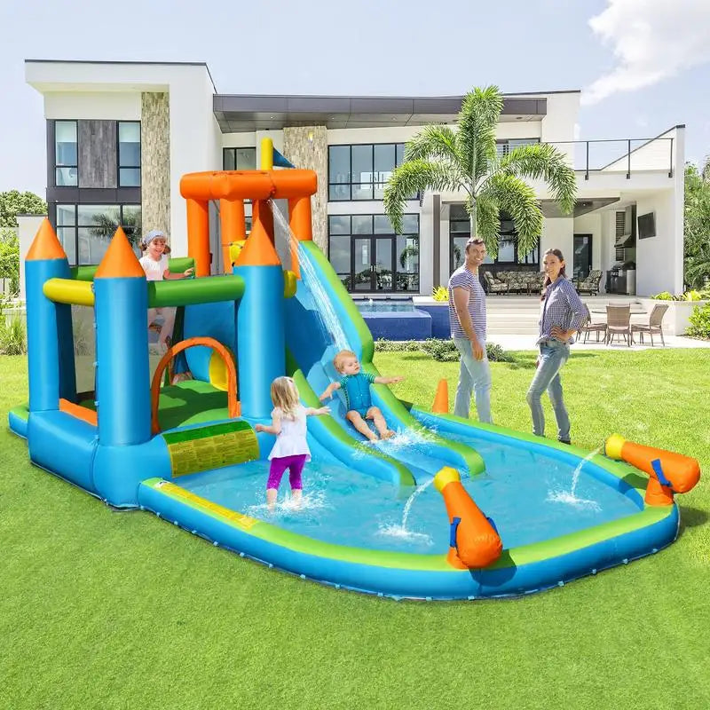 Inflatable Water Slide With Bounce House For Splash Pool Fun