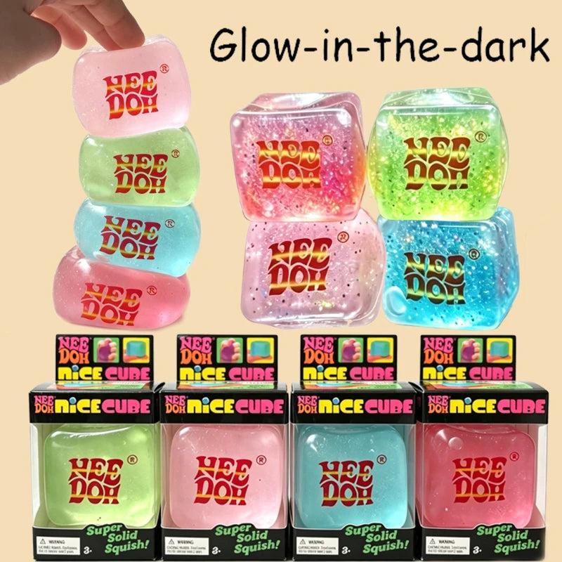 Glow In The Dark Sensory Toy | Ice Cube Shape | Multicolor Tactile Feel 12+