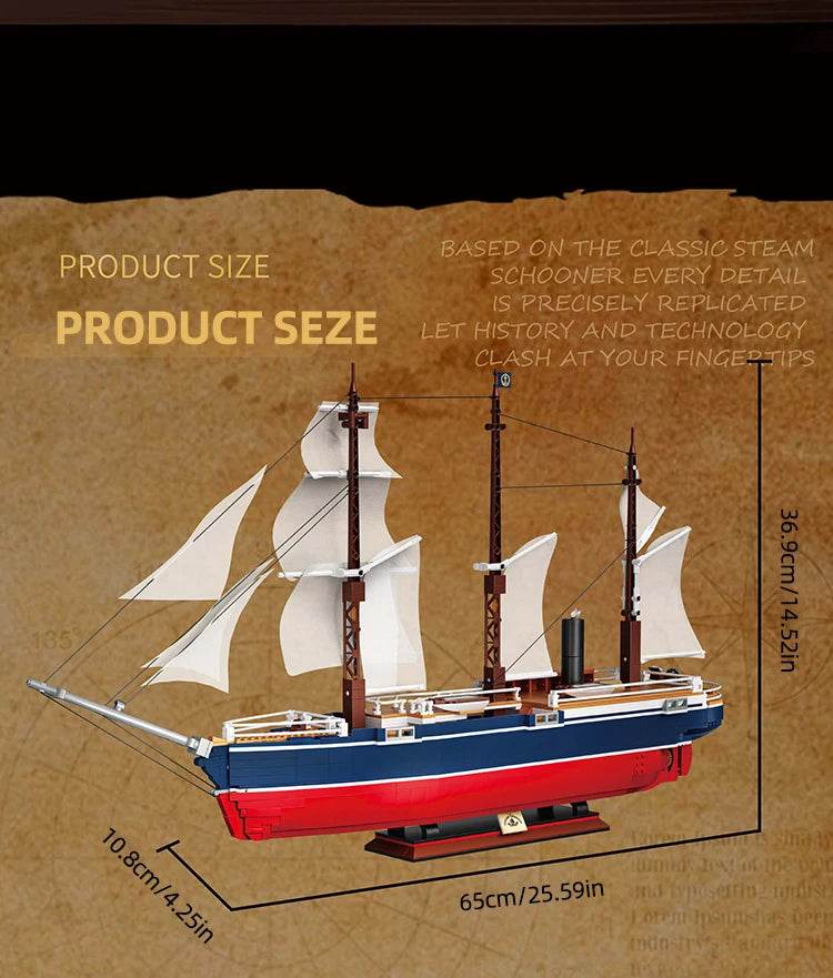 Black Pirate Ship Building Blocks Ghost Boat Model Assembly - ToylandEU