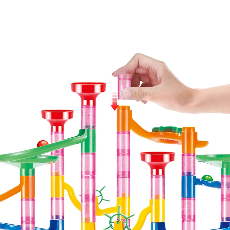 Marble Run Maze Building Blocks Set - Educational Construction Toy with Track and Pipeline - STEM Game for Kids