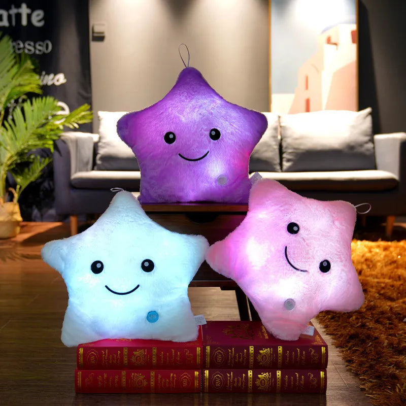 Colorful LED Twinkle Star Luminous Pillow - Comforting Night Companion - ToylandEU