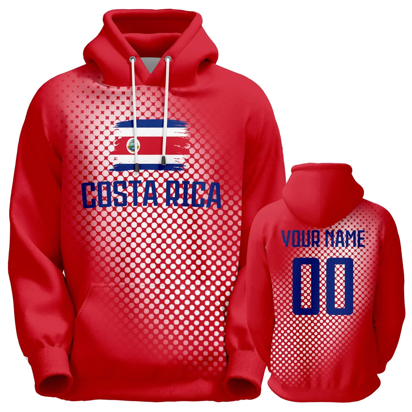 Personalized Costa Rica Soccer Hoodie Tracksuit for Men, Women, and Youth - Custom Name, Number, and National Flag Pullover Sweatshirt