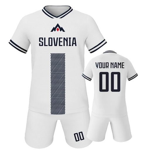 Personalized Slovenia Kids Soccer Jersey Set - Customizable Football Kit with Name and Number for Boys & Girls, Quick-Dry Team Tracksuit