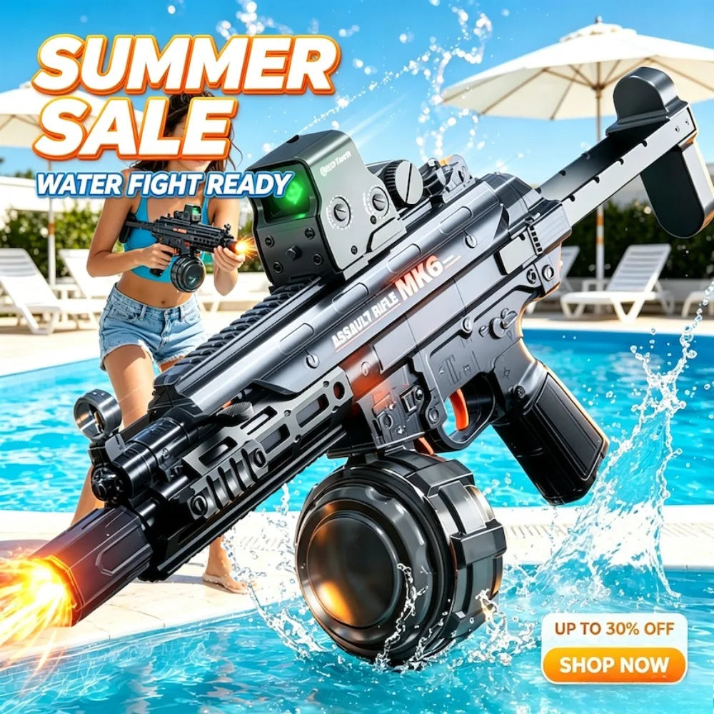 Water Gun | Electric Continuous Shooting | Light Up Blaster | 15m Range