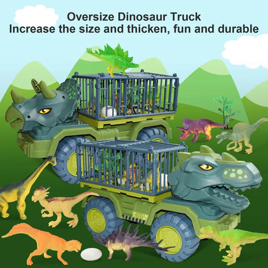 Kids Dinosaur Car Toy Big Size Dinosaur Transport Cars Dump Crane - ToylandEU