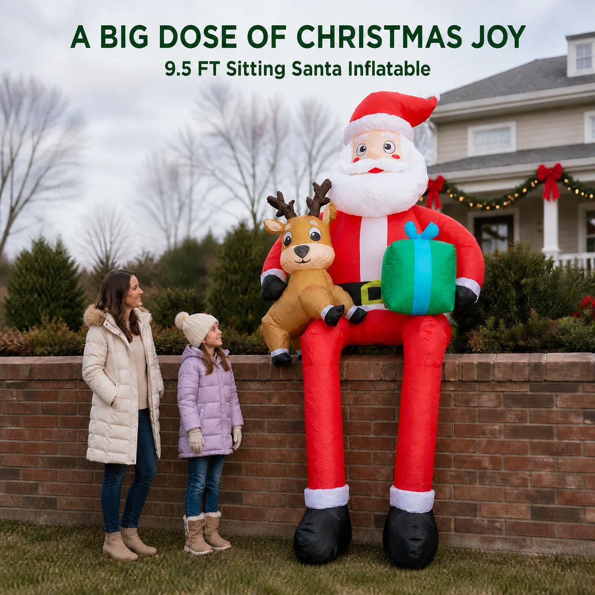 Inflatable Santa Claus | 9.5 Ft | LED Lights | Outdoor Christmas Yard Decor