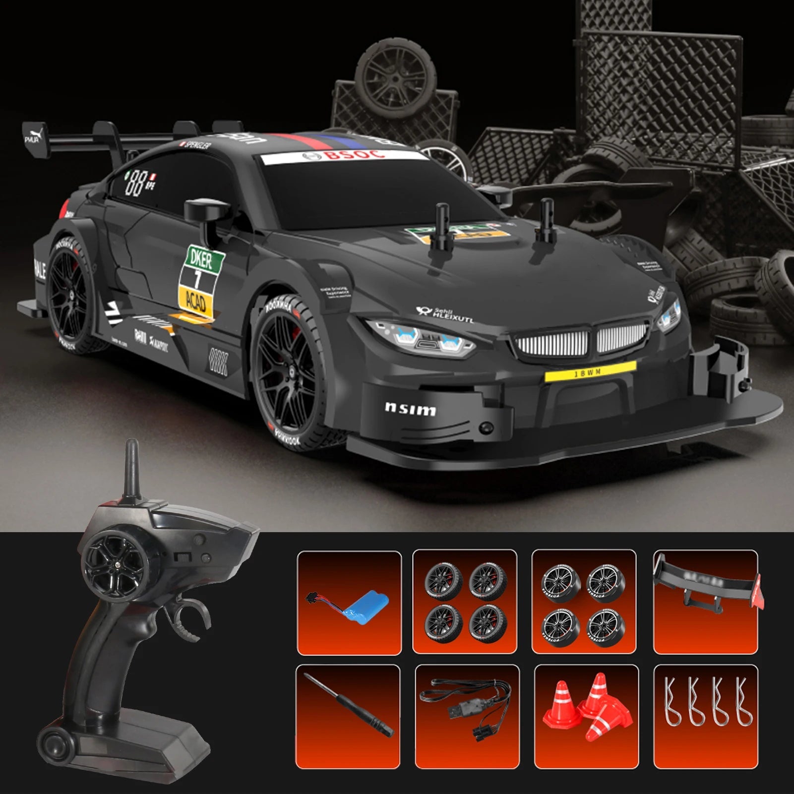 1:16 RC Drift Car 1/16 Remote Control Car 2.4GHz 4WD Remote Control - High-Speed Remote Control Drift Car with Long Battery Life - ToylandEU