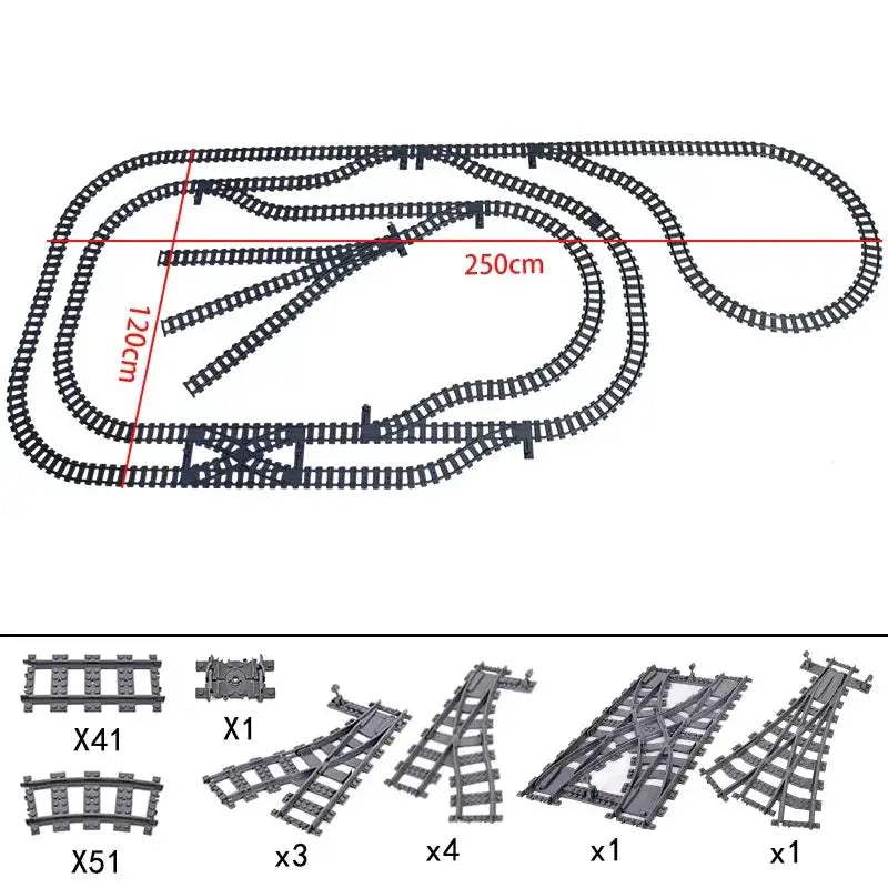 Flexible Train Tracks and Forked Crossing for Lego Compatible Blocks - ToylandEU