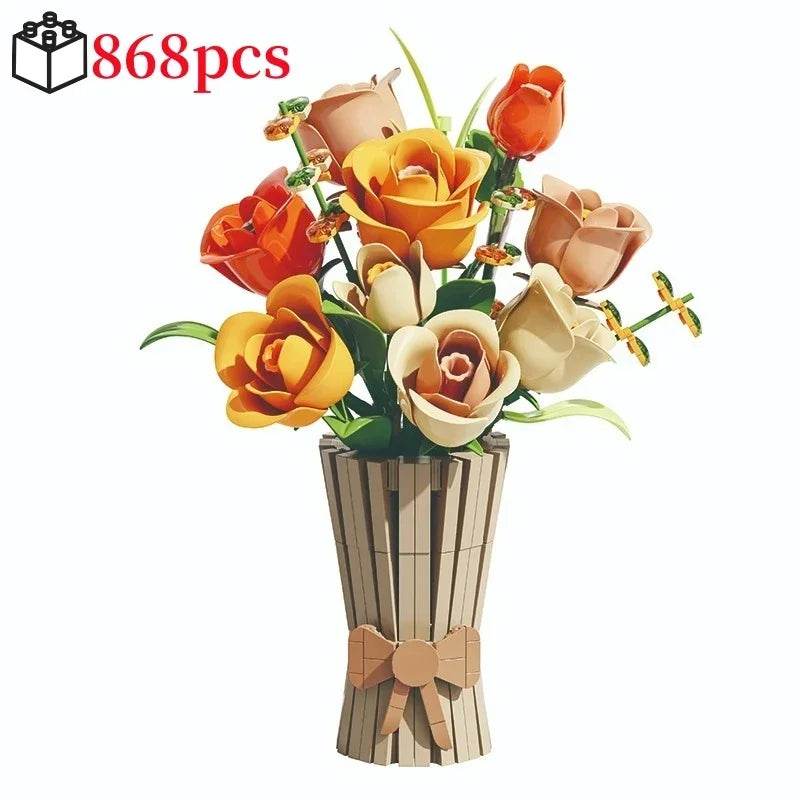 Creative Rose Building Blocks Set Model Flower Pot Gifts - ToylandEU