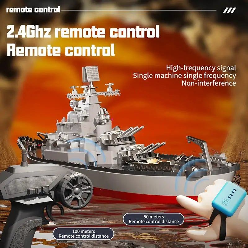 1:275 Scale 31 Inch Large Remote Controlled Warship Battleship Rc Ship On Lakes Pools Rivers Exhibits Models For Kids Boys A - ToylandEU