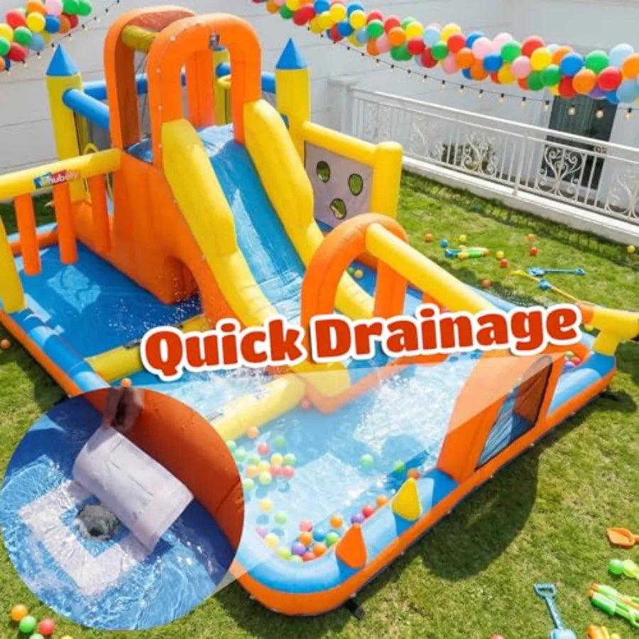15ft Backyard Inflatable Water Slide Park Ages 6-12 Splash Pool