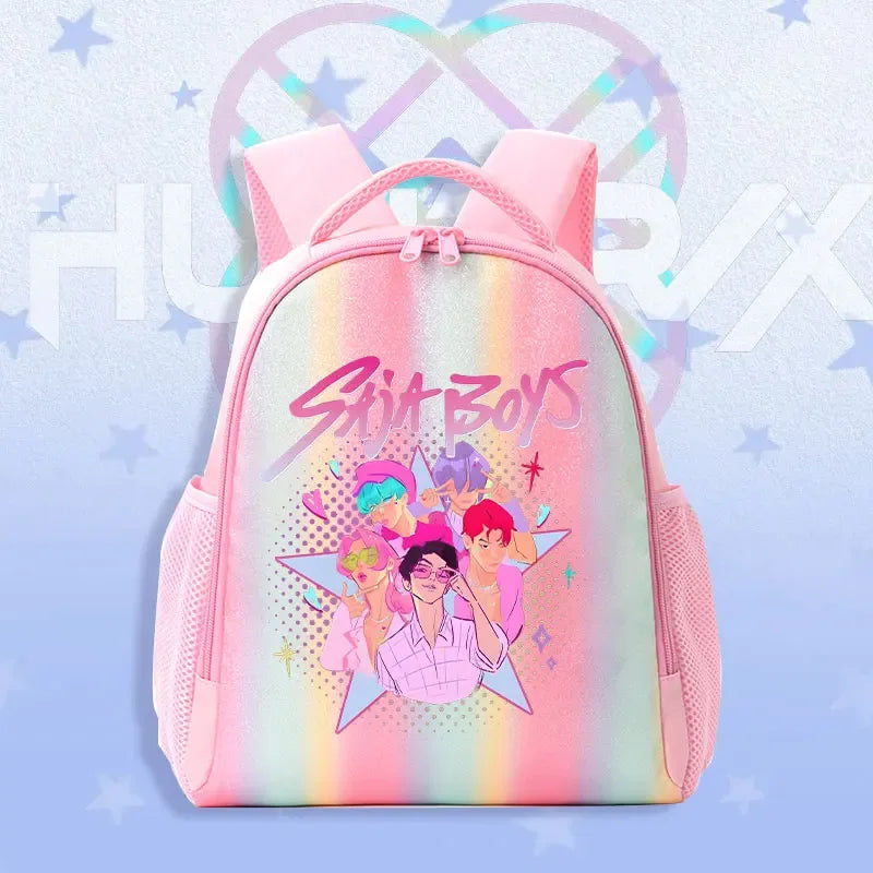 K Pop Demon Hunters Kids Backpack Rainbow Shoulder Bag