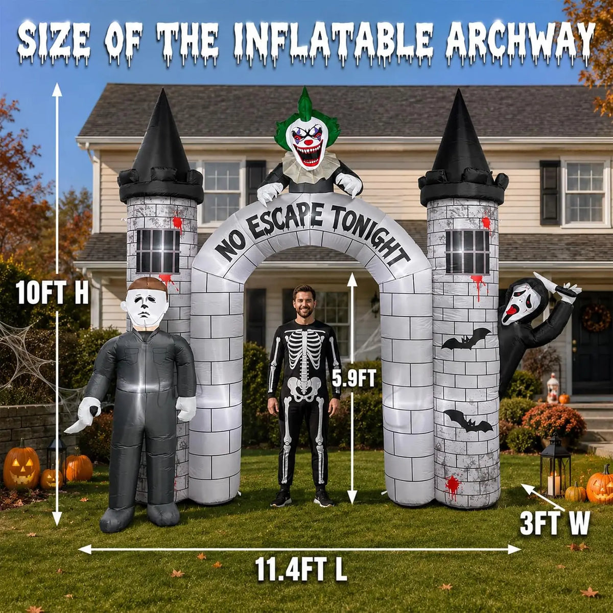 Halloween Inflatable Arch | Built In Led Lights | 10 Foot Tall | Lawn Decor