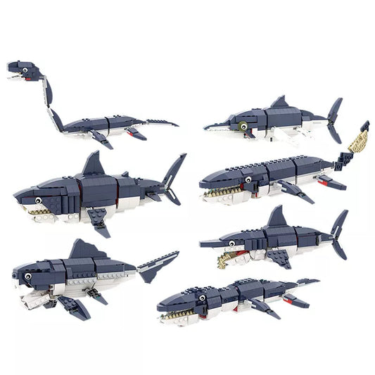 Prehistoric Sea Creatures Building Blocks Set with Shark Gear - ToylandEU