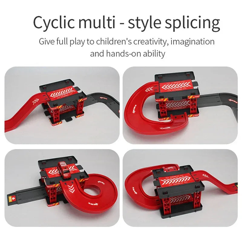 Durable Diecast Police Cars And Fire Engine Parking Track Set - ToylandEU