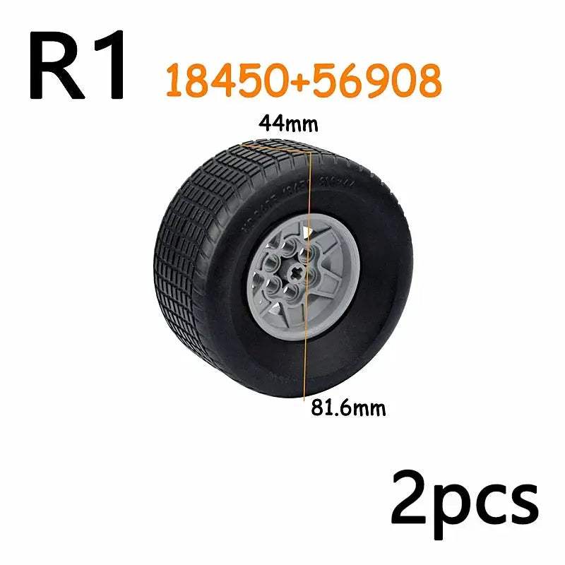 MOC Technical Tire Wheel Cross Hole Set Motorcycle Car Truck Wheels 44309 92402 32019 54120 11957 Construction Building Block - ToylandEU